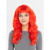 Kırmızı Renk Uzun Dalgalı Parti Peruğu - 1