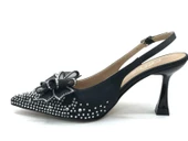 Feles Saten Kurdela Taş Detaylı Arkası Açık Stiletto Kadın Topuklu Ayakkabı thumbnail 16