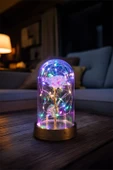 Celestia Sevgiliye Hediye Galaxy Rose Yapay Gül Fanus Lamba USB'li Yapay Çiçek Dekoratif Hediyelik thumbnail 3