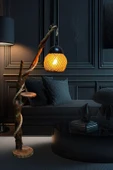 Celestia Sehpalı Doğal Ağaç Ayaklı Lambader Ahşap El Yapımı Rustik İskandinav Model Modern Avize Aydınlatma thumbnail 2