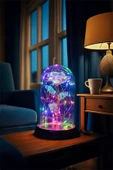 Celestia Sevgiliye Hediye Galaxy Rose Yapay Gül Fanus Lamba USB'li Yapay Çiçek Dekoratif Hediyelik thumbnail 2
