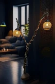Celestia 2'li Doğal Ağaç Ayaklı Lambader Ahşap El Yapımı Rustik İskandinav Model Modern Avize Aydınlatma - 3