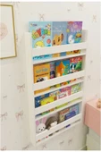 CTN PAZARLAMA Dekomotif Montessori Çocuk Odası Eğitici Kitaplık 4 Raflı Beyaz Kitaplık60x120 - 1