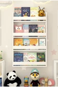CTN PAZARLAMA Dekomotif Montessori Çocuk Odası Eğitici Kitaplık 4 Raflı Beyaz Kitaplık60x120 - 1