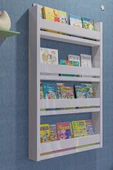 QUZU HOME Montessori Çocuk Odası Eğitici Kitaplık 4 Raflı Dekoratif Duvar Rafı - 4
