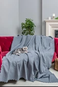 Kaymaz Koltuk Örtüsü Çift Taraflı Mikrofiber Şönil 175x350 cm XL- Gri – Kedi Köpek ve Çocuk Dostu - 2