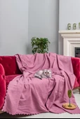 Kaymaz Koltuk Örtüsü Çift Taraflı Mikrofiber Şönil 175x350 cm XL- Gül Kurusu – Kedi Köpek ve Çocuk Dostu - 1