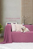 Kaymaz Koltuk Örtüsü Çift Taraflı Mikrofiber Şönil 175x350 cm XL- Gül Kurusu – Kedi Köpek ve Çocuk Dostu - 5