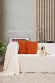 Kaymaz Koltuk Örtüsü Çift Taraflı Mikrofiber Şönil 175x350 cm XL- Ekru – Kedi Köpek ve Çocuk Dostu - 1