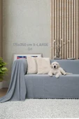 Kaymaz Koltuk Örtüsü Çift Taraflı Mikrofiber Şönil 175x350 cm XL- Gri – Kedi Köpek ve Çocuk Dostu - 1