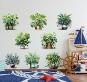 Saksılı Çiçek Tasarımlı 8li Sticker MC-480A thumbnail 3