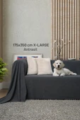 Kaymaz Koltuk Örtüsü Çift Taraflı Mikrofiber Şönil 175x350 cm XL- Antrasit – Kedi Köpek ve Çocuk Dostu thumbnail 1