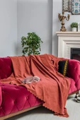 Kaymaz Koltuk Örtüsü Çift Taraflı Mikrofiber Şönil 175x350 cm XL- Kiremit – Kedi Köpek ve Çocuk Dostu - 1
