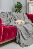 Kaymaz Koltuk Örtüsü Çift Taraflı Mikrofiber Şönil 175x350 cm XL- Kurşun – Kedi Köpek ve Çocuk Dostu - 1