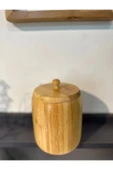 1 Adet Bambu Ahşap Kavanoz - Saklama Kabı- Baharatlık (11 x 8 cm) - 5
