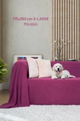 Kaymaz Koltuk Örtüsü Çift Taraflı Mikrofiber Şönil 175x350 cm XL- Mürdüm – Kedi Köpek ve Çocuk Dostu thumbnail 3