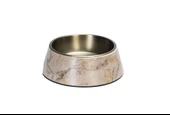 Beeztees DBL Köpek Mama Su Kabı, Mat Altın Rengi Paslanmaz Çelik, Bej Mermer Görünümlü, 22cm, 700ml - 1