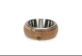 Beeztees DBL Köpek Mama Su Kabı, Dışı Masif Ahşap, Paslanmaz Çelik, 16,5cm, 650ml - 1