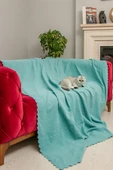 Kaymaz Koltuk Örtüsü Çift Taraflı Mikrofiber Şönil 175x350 cm XL- Su Yeşili – Kedi Köpek ve Çocuk Dostu - 2