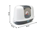 Beeztees Kapalı Köşe Kedi Tuvaleti, Koku Filtreli, Gri Beyaz, 58x45x40cm thumbnail 3