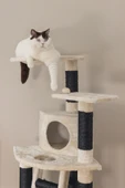 Beeztees Kedi Tırmalama ve Oyun Evi, Krem, 50x50x123cm thumbnail 10