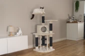 Beeztees Kedi Tırmalama ve Oyun Evi, Krem, 50x50x123cm thumbnail 7