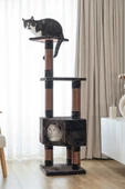 Beeztees Kedi Köşe Tırmalama ve Oyun Evi, Kahverengi, 40x40x135cm thumbnail 4