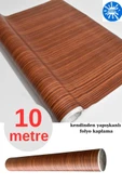 Renkli Duvarlar 45cm x 10 Metre 1 Rulo Folyo Yapışkanlı Kestane Ahşap Görünümlü Mutfak Duvar Kaplama Folyosu Kağıdı thumbnail 1