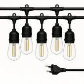 Ayt Ledx KB00001 5 li E27 Duy Sıralı 5 Metre Lamba Kablosu 5 Adet Duy İçerir Açık Hava Düğün Eğlence Alanı Aydınlatma - 5