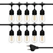 Ayt Ledx KB00002 10 lu E27 Duy Sıralı 10 Metre Lamba Kablosu 10 Adet Duy İçerir Açık Hava Düğün Eğlence Aydınlatması - 1