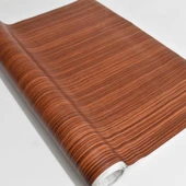 Renkli Duvarlar 45cm x 10 Metre 1 Rulo Folyo Yapışkanlı Kestane Ahşap Görünümlü Mutfak Duvar Kaplama Folyosu Kağıdı thumbnail 3