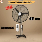 Sanayi Tipi 65 cm 190W Ayaklı Kumandalı Vantilatör Sessiz Geniş Alanlara Uygun Endüstriyel Güçlü Fan - 1