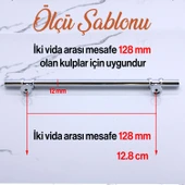 Mobilya Çekmece Mutfak Dolabı Dolap Kulpları Kulbu Kulpu Metal Kulp 128 mm -12.8 cm Krom Renk thumbnail 2