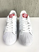 ADIDS SUPERSTAR ERKEK YAZILI SPOR AYAKKABI BEYAZ KIRMIZI - 1