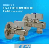 Eca 1/2" Filtreli Ara Musluk Krom Volanlı - 2 Adet (Rozet Dahil) 602111048-2 - 2