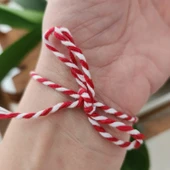 Bileklik İp Beyaz Kırmızı Şans Bilekliği İpi 2 MM (200 GR) thumbnail 4