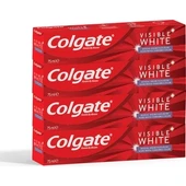 Colgate Vısıble White 75ml Beyazlık Koruma Paket 4lü 1adet diş fırçası kabı hediye - 1