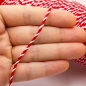 Bileklik İp Beyaz Kırmızı Şans Bilekliği İpi 2 MM (200 GR) thumbnail 3