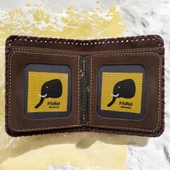 El Yapımı Kadın Cüzdan Vegan Deri Sevimli Köpek Görselli Koyu Kahverengi Renk - 4