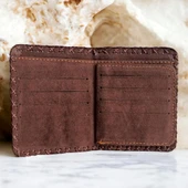 El Yapımı Kadın Cüzdan Vegan Deri Sevimli Köpek Görselli Koyu Kahverengi Renk - 3