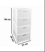 Omnipazar SRL-4002 Rattan Hasır Desen Plastik Komidin Mutfak Sebzelik 4 Katlı - 4