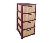 Omnipazar SRL-4002 Rattan Hasır Desen Plastik Komidin Mutfak Sebzelik 4 Katlı - 1