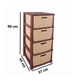 Omnipazar SRL-4002 Rattan Hasır Desen Plastik Komidin Mutfak Sebzelik 4 Katlı - 2