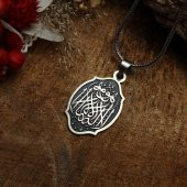 Gümüş Özel Tasarım Kelime-i Tevhit Allah Dua Bayan Kolye Takı - 1