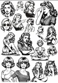 Siyah Beyaz Kadın Sticker Set - 1