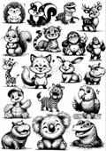 Siyah Beyaz Havyanlar Sticker Set - 1
