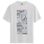 Paris Notes - %100 Pamuklu Kadın Beyaz Tişört - Premium Quality - 1