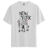 City Muse NY - %100 Pamuklu Kadın Beyaz Tişört - Premium Quality - 1