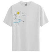 Cloud Steps - %100 Pamuklu Kadın Beyaz Tişört - Premium Quality - 1
