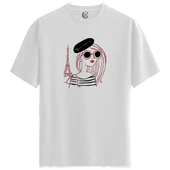 Paris Mood - %100 Pamuklu Kadın Beyaz Tişört - Premium Quality thumbnail 1